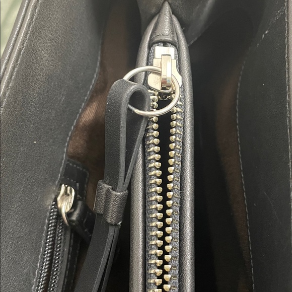 Coach Black Leather Handbag with Silver Accents